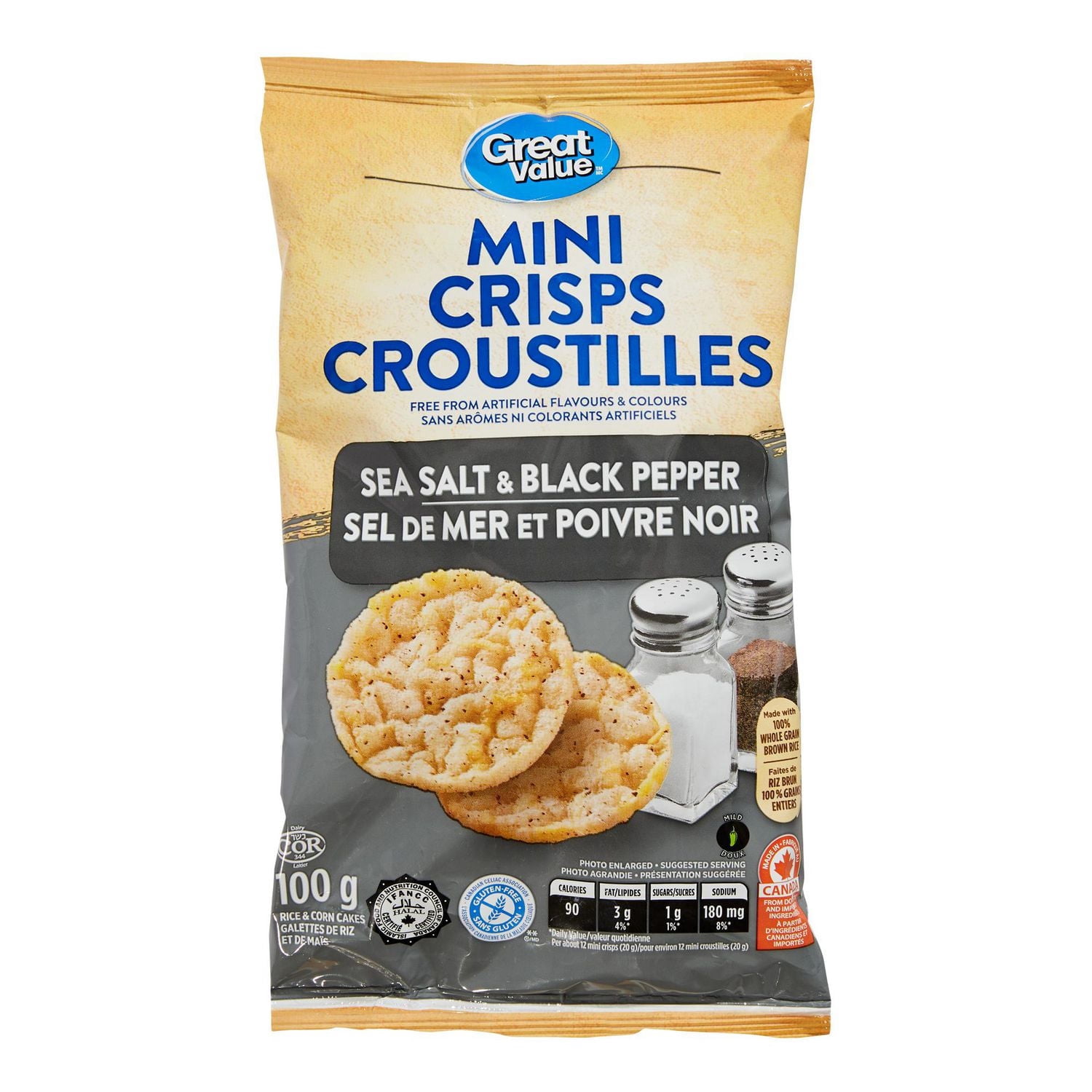 Mini croustilles sel de mer et poivre noir Great Value