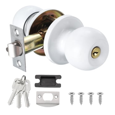 Unique Bargains Bouton de Porte d'Intimité, Serrure à Bouton de Porte avec Clés, Boutons de Porte Ronds à Boule pour Porte d'Entrée, Chambre et Salle de Bain, Alliage de Zinc