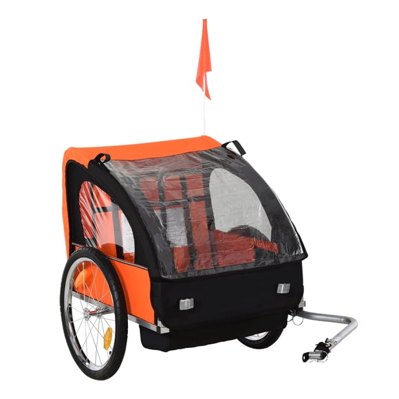 Aosom 2-Seat Kids Child Bicycle Trailer, Orange