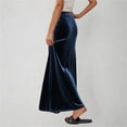 thumbnail image 4 of Kvture Ladies Fashion Women Solid Color Elastic Waist Drawstring Long Skirt Navy S, 4 of 6