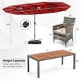 thumbnail image 4 of Costway 10 Pieces Patio Wicker Dining Set with Double-Sided Patio Umbrella 8 Armchairs Red, 4 of 9