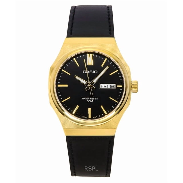 Casio Standard Analog Leather Strap Black Dial Quartz MTP-E735GL-1AV Men's Watch
