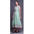 thumbnail image 3 of Bimba Robe Anarkali Florale Pastel Menthe Col Mandarin Sans Manches Kurtis pour Femmes Imprimé Robe Maxi X-Small, 3 of 6