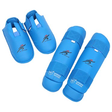 Strike Shin Guards Leg Protector Kick Padded Shin Kick Pads Protector Instep Karate Kicking Sparring Adults - Blue,