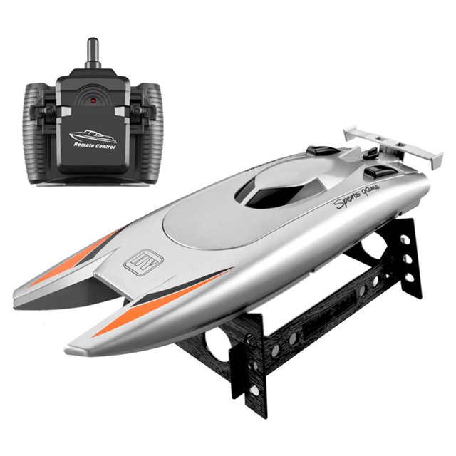 braveheart 2.4G Radio Remote Control Boat High Speed Rowing 7.4V 650mAH Dry Battery Dual Motor Rc Boat Toys Kids Birthday Gift Silver Grey