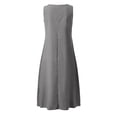 thumbnail image 4 of HKEJIAOI Robes Décontractées pour Femmes Offres Liquidation Cadeau de la Saint-Valentin Mode Femmes Uni Confortable Été Col Rond Dames Poches Robe Sans Manches Gris, 4 of 7