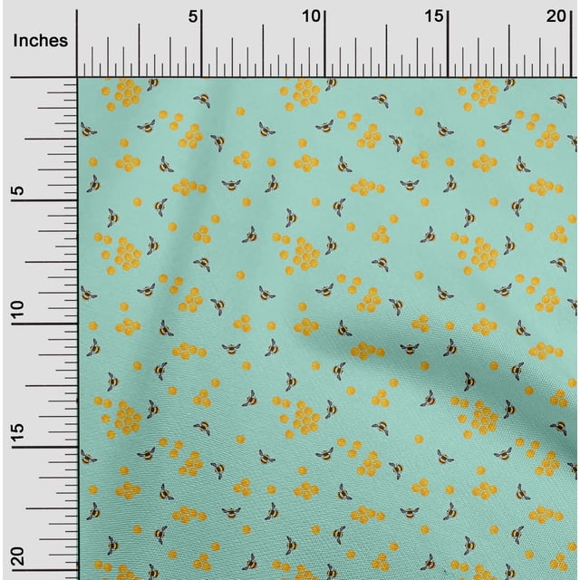 oneOone Cotton Flex Fabric Honeycomb & Honey Bee Insect Printed Craft Fabric BTY 40 Inch Wide