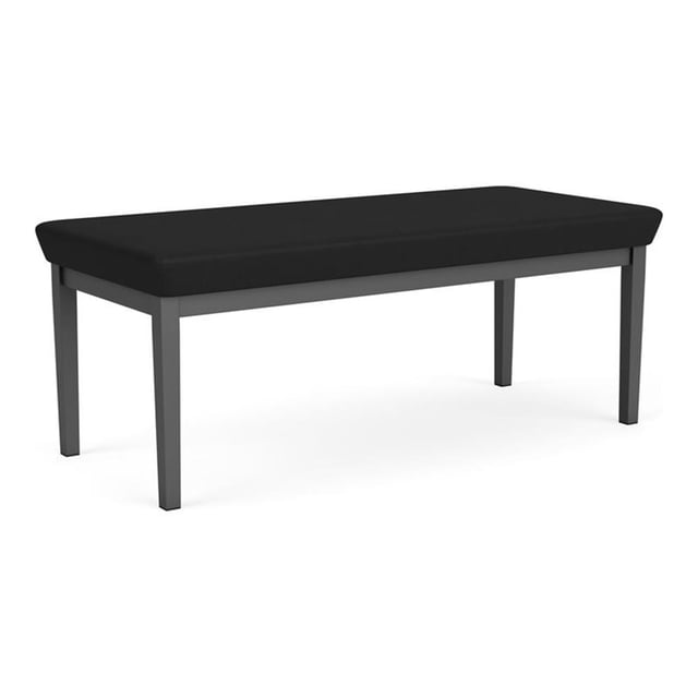 Lenox Steel Reception Waiting Room 2-Seat Bench / Charcoal Steel / Black