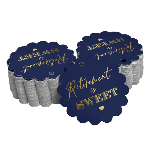 Inkdotpot Pack Of 50 Real Gold Foil Paper Tags Retirement Is Sweet Text Favor Hang Tags