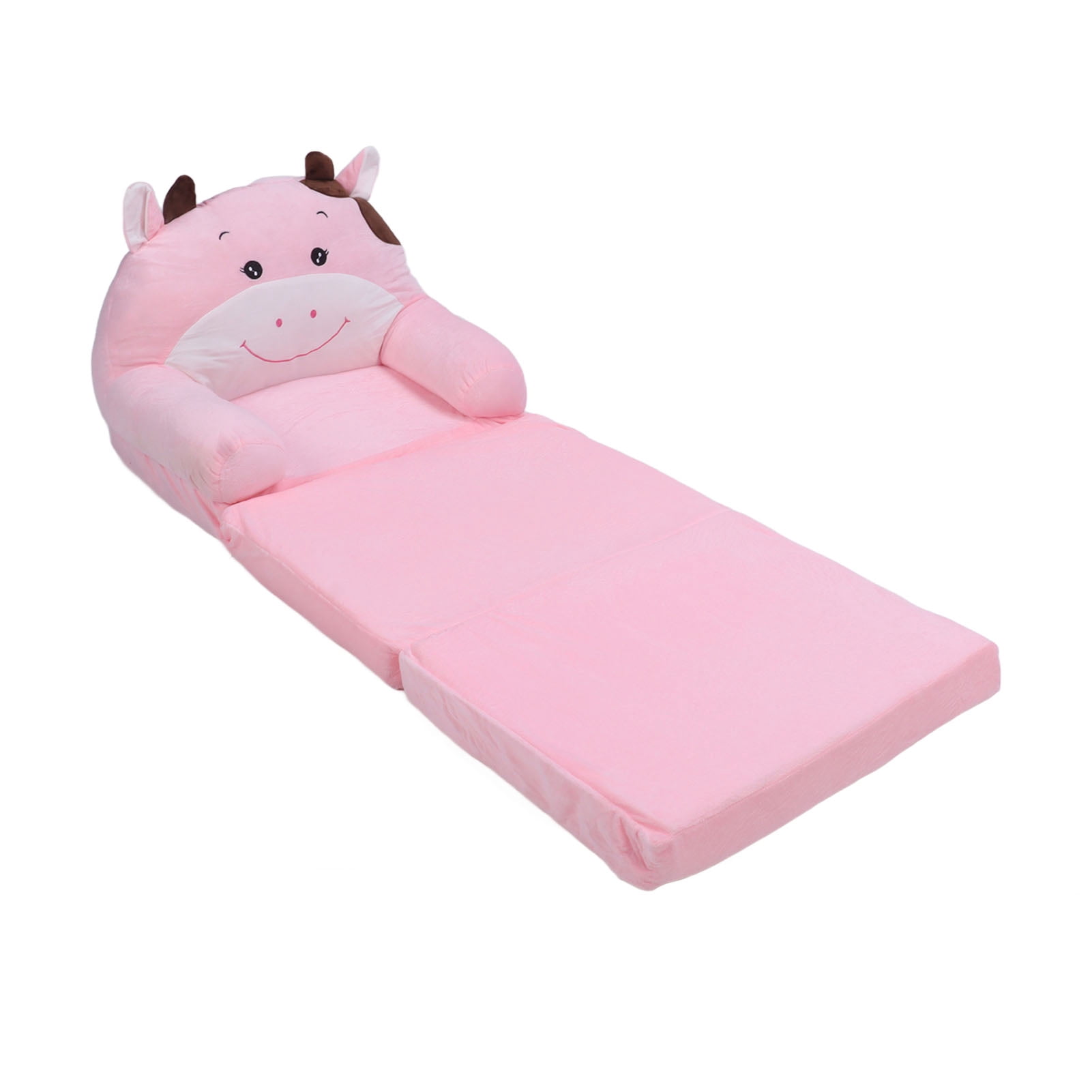 Foldable Kids Sofa Small Lazy Toddler Couch Baby Girl Folding Sofa Bed Cow  Cartoon Pink Cute Sofas
