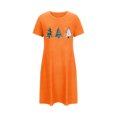 thumbnail image 2 of Sakmal Mignonne Robe de Nuit Moomoo pour Femmes Noël Ultra Douce Orange Grande Taille Robe de Sommeil Imprimé Arbres de Noël Col Rond Manches Courtes Courtes Robes de Nuit P-2TG, 2 of 5