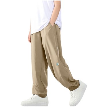 Lenpel Pantalon de Jogging Ample pour Garçons, Taille Élastique, Bas Resserré, Pantalon à Enfiler, Pantalon Athlétique Décontracté avec Poches, 5-16 Ans