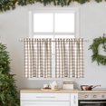 thumbnail image 1 of Beige Kitchen Cafe Curtains 45 Inches Length, Farmhouse Buffalo Check Pattern Short Bathroom Window Curtain, Tan Plaid Gingham Flax Rustic Half Window Tier Curtains, 28" x 45", Linen, Set of 2, 1 of 1