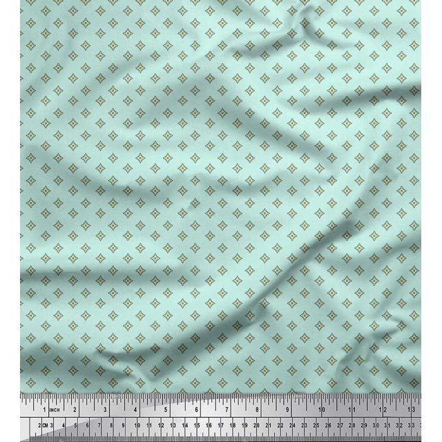 Soimoi Modal Satin Fabric Geometric Star Shirting Decor Fabric Printed Yard 42 Inch Wide