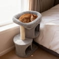thumbnail image 2 of Costway 26" Small Cat Tree with Large Padded Plush Perch, 2 Condos, Sisal Scratching Posts Light Gray, 2 of 10