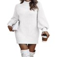 thumbnail image 3 of Solid Color Turtleneck Mini Party Dress for Women, 3 of 8