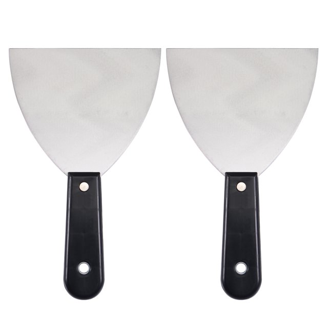 Unique Bargains 5' Stainless Steel Blade Black Handle Putty Scraper 2Pcs