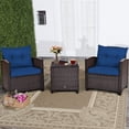 thumbnail image 1 of Costway 3PCS Patio Rattan Furniture Set Cushioned Conversation Set Coffee Table Navy, 1 of 10