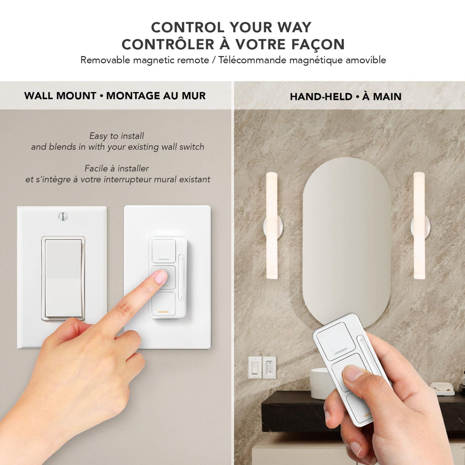 Ambiance Select applique murale couleur ajustable chrome de 24 po à DEL intégrée avec diffuseur en acrylique givré et télécommande murale avec gradateur