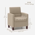 thumbnail image 3 of HOMCOM Modern Accent Chair Fabric Armchair w/ Non-Slip Pads, Light Brown, 3 of 10