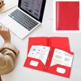 thumbnail image 4 of Red Plastic Folders With Pockets Heavy Duty Pocket Folders Letter Size File Folders For Documents Office School, 4 of 5