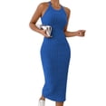 thumbnail image 1 of Oksale Robes Moulantes pour Femmes Sans Manches Côtelées Robe Maxi Ajustée Douce Extensible Confortable Col Ras du Cou Dos Nu Robes d'Été pour Fête de Vacances Bleu P, 1 of 7