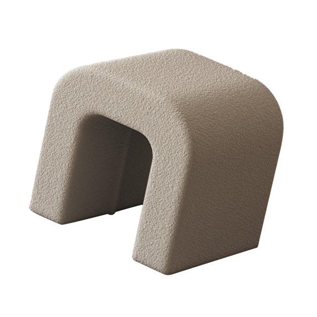 Elodie Vanity Stool Decorative Fleece Foot Stool for Living Room Hallway Home Decor Gray