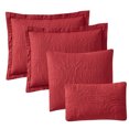 thumbnail image 4 of Clara Clark Home Quilt Set Bedspread - Ultra Soft Microfiber Embossed Grid Weave Pinsonic Lightweight - Quilted Comforter 5 Piece Bedding Set - 2 Pillow Shams, 2 Euro Shams - Twin, Burgundy, 4 of 4