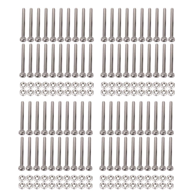 M2 x 20mm Long Hex Socket Knurled Cap Screws Bolts Nuts Set 80Pcs