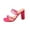 Hot Pink, variant on Heeled Sandals for Women Strappy Slide Chunky High Heel Open Square Toe Solid Color Summer Pumps White