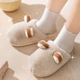 thumbnail image 2 of Mens and Womens Couple Furry Slippers Fluffy Plush Cute Ears Memory Foam Thick Bottom Soft Sole Comfortable Non-Slip Warm Winter Home Slippers Khaki, 2 of 9