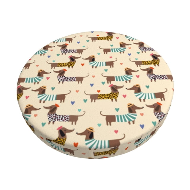 Easygdp Dachshund Dog Print Easy To Install Bar Stool Covers&Stool Covers Round&Elastic Stool Cover, Barstool Covers,Washable&Bottom With Elastic Edge-13 inch