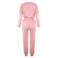 thumbnail image 3 of Mrat Two Piece Set for Women 2 Piece Jogging Sets Solid Polyester Long Sleeve Sweatsuits Sets Two Piece Track Suits Drawstring High Waist Pants Set Comfy Outfits B-Pink 5XL, 3 of 4