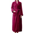 thumbnail image 4 of Women'S Double Pocket Flannel Bathrobe Soft And Warm Double Faced Velvet Bathrobe Pajamas And Home Wear Bathrobe Robe, 4 of 6