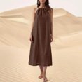 thumbnail image 2 of Kaemgyyd Robes à Col Licou pour Femmes Été Sans Manches Robe d'Été Décontractée Plage Vacances Fluide Bohème Mi-Longue avec Poches, 2 of 7