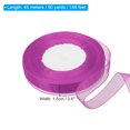 thumbnail image 2 of Unique Bargains 0.6 Inch x 50 Yard Organza Ribbon, Gift Wrapping Ribbon for Bouquet Cake Invitations Card Decoration, Pink Purple, 2 of 7
