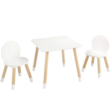 KFFKFF Kids Table and Chairs Set, Toddler Wooden Table and 2 Chairs Set, Children for 2-8 Years Activity Play Table for Art, Craft, Reading, Learning