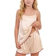 thumbnail image 2 of Tranfacy Vêtements d'Été pour Filles Couleur Unie Col Rond Sans Manches Haut Mode avec Short Tenue d'Intérieur Décontractée Ensemble 2 Pcs, 2 of 7