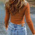thumbnail image 4 of Yuyuzo Womens Ribbed Basic Tops Turtleneck Long Sleeve Stretchy Tight Pullover Blouse Dailywear Undershirts, 4 of 7