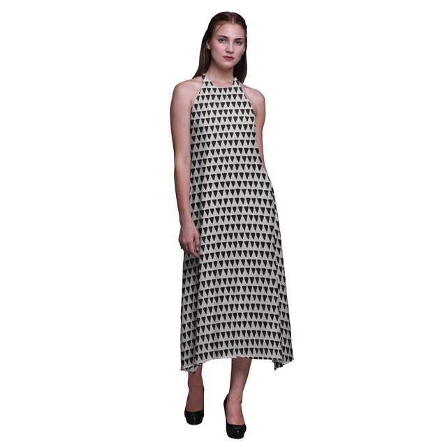 Bimba Robe de Plage Dos Nu Longue à Col Licou Imprimé Géométrique pour Femmes rayondress-TTTG
