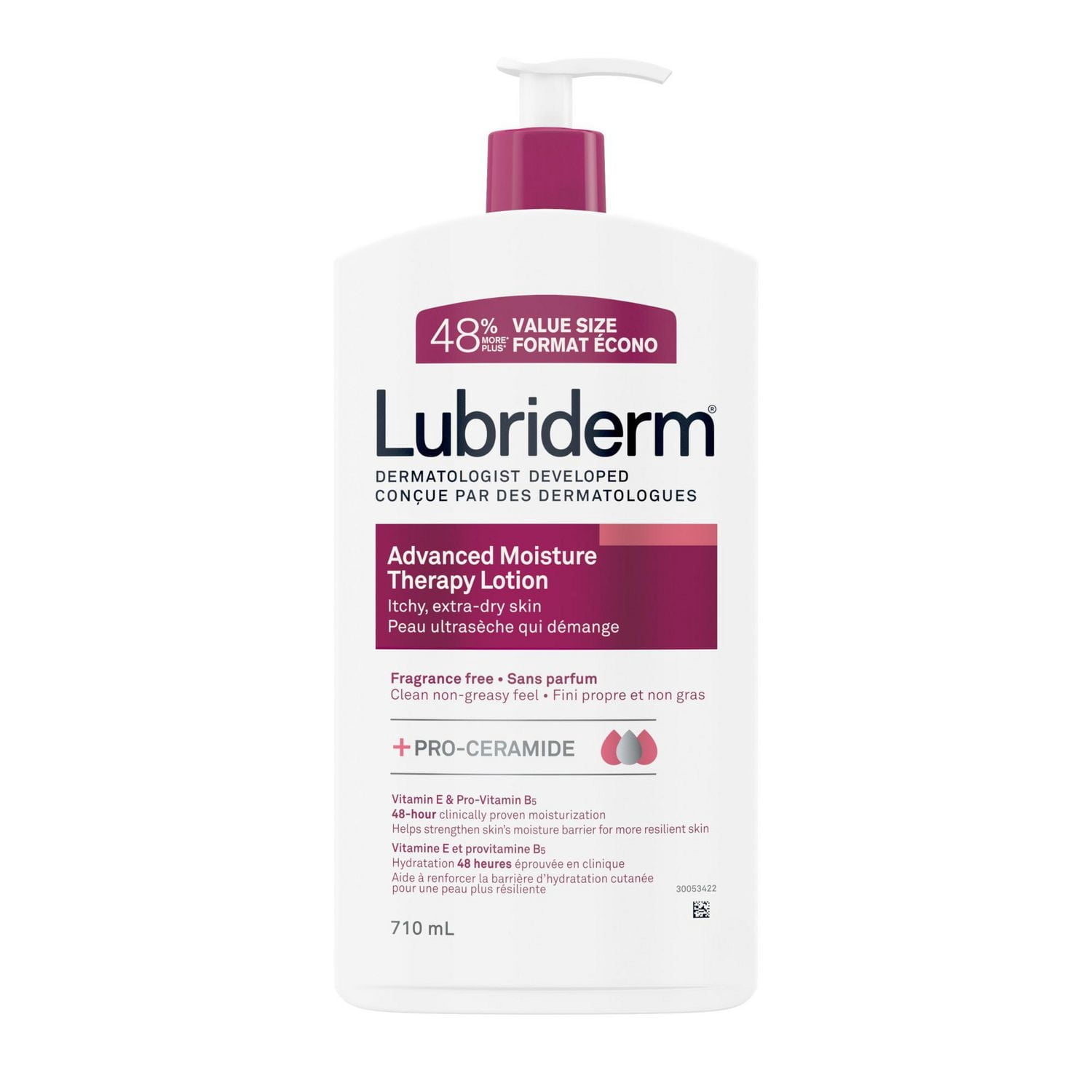 Lubriderm Advanced Moisture Therapy Lotion, Vitamin E, Pro-Vitamin B5, Pro Ceramide, Dry Skin, Fragrance Free
