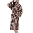 thumbnail image 1 of Plush Soft Hooded Robes for Women, Striped Printed Fleece Womens Robe Cozy Warm Bathrobe Luxury Hotel Spa Robe, 1 of 5