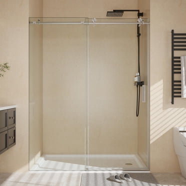 Premium Frameless Sliding Shower Door with 5/16" (8mm) Clear Tempered Glass for Modern Bathrooms