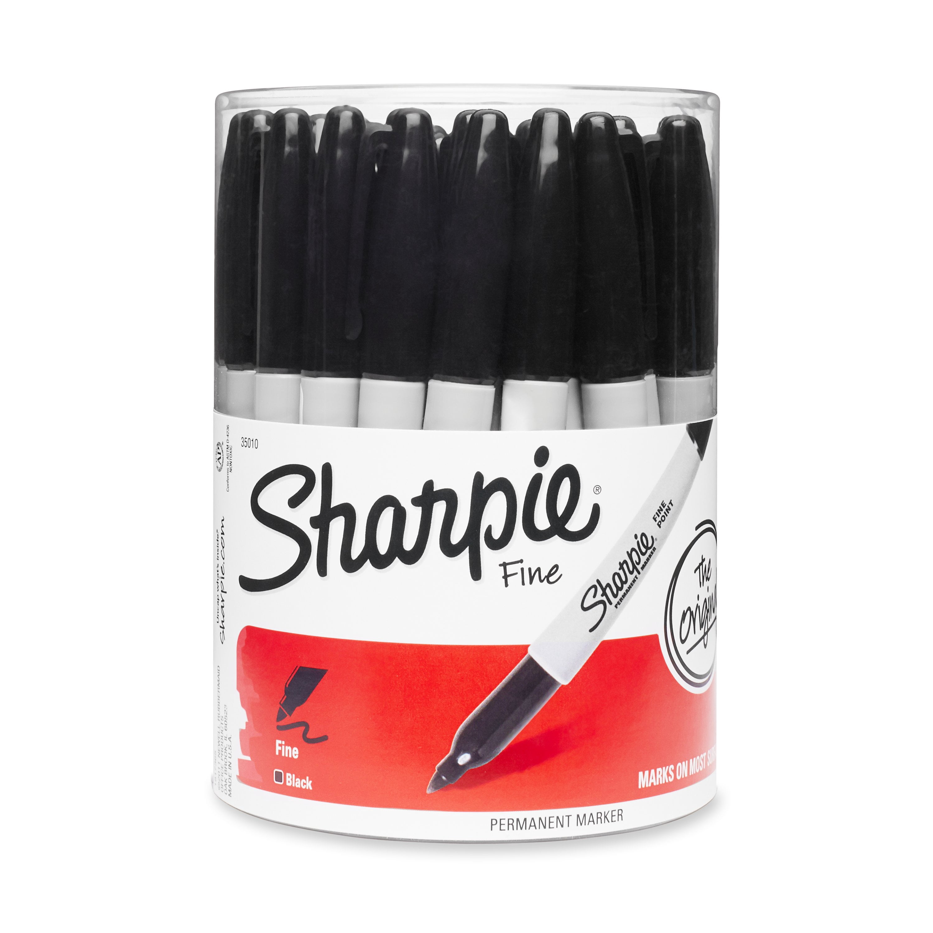 Sharpie Permanent Markers, Fine Point Markers in Canister, Black, 36 Count