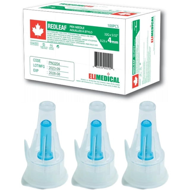 REDLEAF Diabetic Pen Needle 32G x 4mm 100 count PN3204