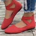 thumbnail image 4 of Ladys Single Shoes Suede Surface Elastic Ankle Strap Soft Sole Pointy Toe Flats Bottom Ballet Rear Ankle Zipper Shoes New Large Size Shallow Mouth Elastic Flat Shoes Red, 4 of 7