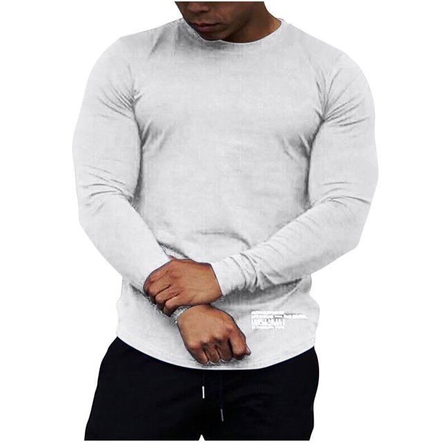 Pompotops T-shirt à Manches Longues en Coton Extensible pour Hommes Automne Sports Course Grande Taille en Solde