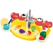 Kyusrd Toys Savings Items for Kids!Kitchen Sink Toys Kid Play Sink With Running Water Pretend Play Kitchen Sink With Cute Pattern Role Sink Play Toys for Kid Gift