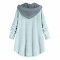thumbnail image 3 of Womens Cardigan Plus Size Button Plush Tops Hooded Loose Cardigan Wool Coat Winter Jacket Navy Xl, 3 of 3