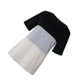 thumbnail image 3 of Femmes T-shirt Couleur Bloc Blouse Manches Courtes Femmes Bloc T-shirt Haut Col Rond Blouse, Noir Coloré, M, 3 of 7